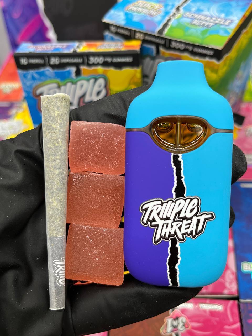 TRIOO Triple Threat 2g LR+LD Dispo + Free 1g Preroll + Free 300mg in Edibles (3 IN 1- 1/2/3)  - NEWEST Authentic media 2